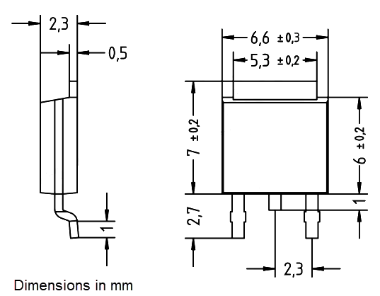 Mechanical Drawing - Diotec Semiconductor DI065N08D1-AQ N-Channel Power MOSFET